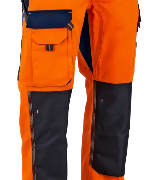 PANTALON LMA MULTIPOCHE TRICOLORE AVEC POCHE GENOUILLIÈRES EN OXFORD HAUTE VISIBILITÉ ORANGE MODÈLE POLARISATION