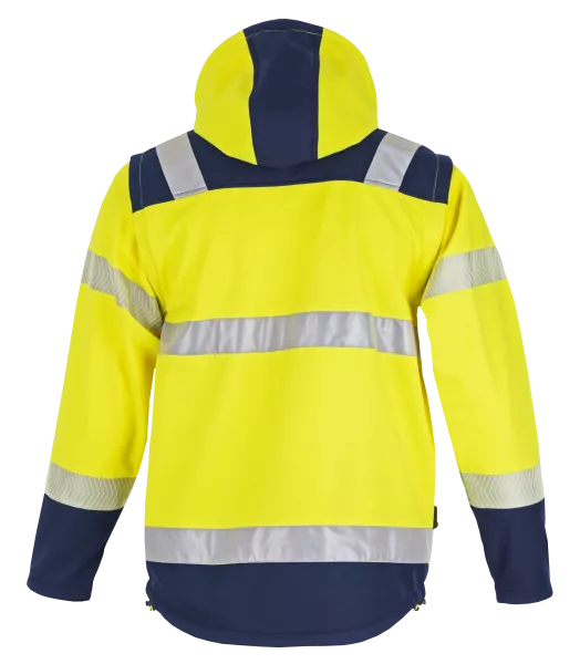 SOFTSHELL BICOLORE 3 COUCHES HAUTE VISIBILITÉ JAUNE AMOVIBLES PAR ZIP LMA MODÈLE VISEUR